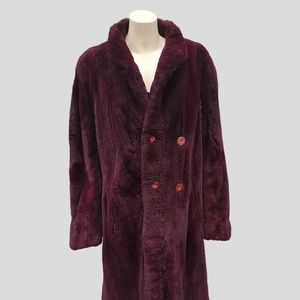 Purple-Dyed Sheared Opossum Fur Men's Coat - M(42)